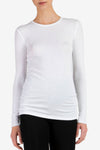 Long-sleeve Rib Crew - White